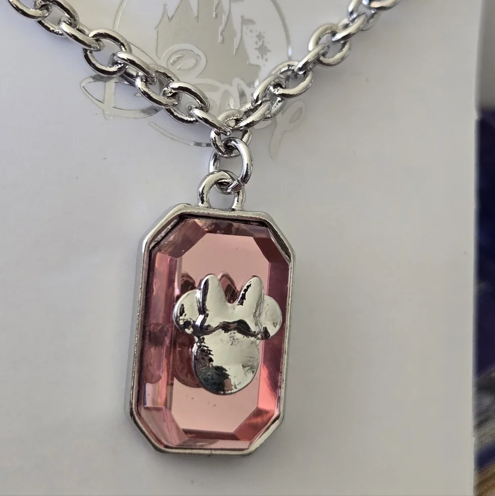 Minnie Silver Chain Necklace with Pink Pendant - Picture 12 of 15